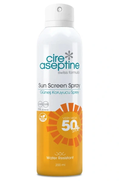 Cire Aseptine Şeffaf Güneş Koruyucu Aerosol Sprey SPF 50 – Suya Dayanıklı, Yağsız Formül, 200 ml ürün görseli 1