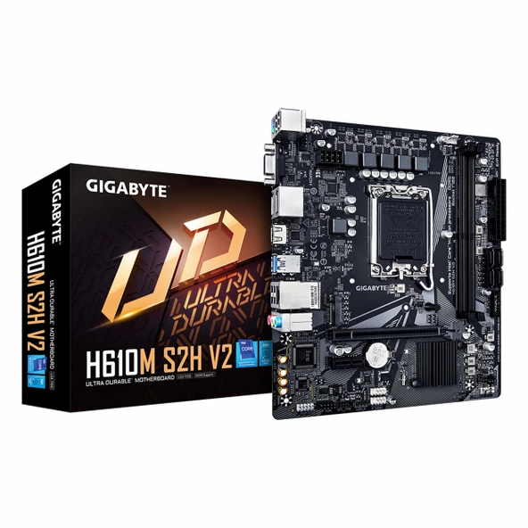 Gigabyte H610M S2H V2 DDR5 (5600MHz)OC M.2 VGA/HDMI/DP PCIe 4.0 1700P mATX Anakart ürün görseli 1