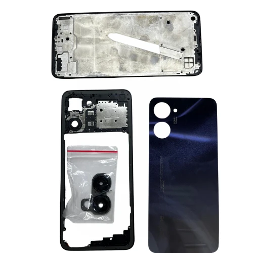 Realme 10 Uyumlu Arka Kapak Kasa + Ekran Çıtası Full Siyah ürün görseli 1
