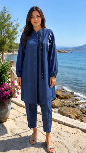MİSSWHENCE KOT Gömlek Takım 37307 LACİVERT ürün görseli 1