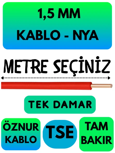 Öznur 1,5 MM NYA Kablo Metre Seçenekli (Kırmızı) ürün görseli 1