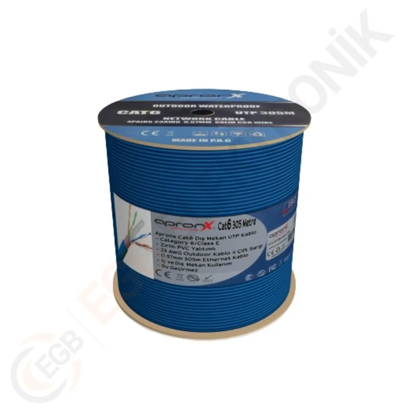 APRONX CAT6 DIŞ ORTAM MAVİ 305 metre ürün görseli 1