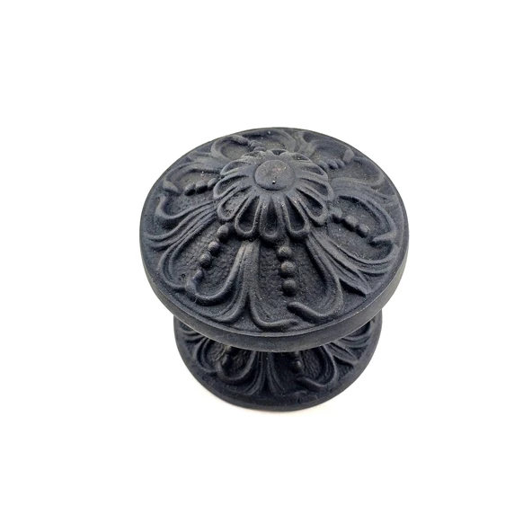 Antika Tarz Dekoratif Pirinç Çiçekli Kapı Tokmağı - 80 mm Çap, Oksit ürün görseli 1