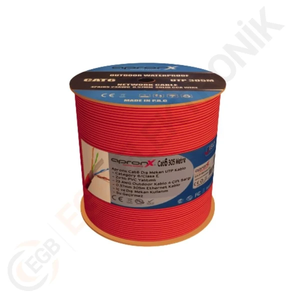 APRONX CAT6 DIŞ ORTAM KIRMIZI 305 METRE ürün görseli 1
