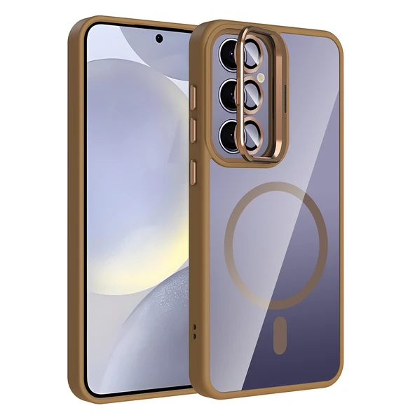 Samsung Galaxy S24 Plus Kılıf Standlı ve Kamera Lens Hediyeli Kablosuz Şarj Özellikli Etro Kapak ürün görseli 1