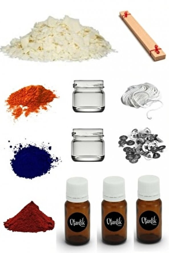Soya Mum Yapım Seti,1 Kg Soya Wax, Cam Kavanoz, Esans, Boya, Ahşap Fitil, Mum Çıtçıtı, Fitil ürün görseli 1