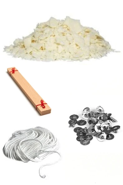 Soya Mum Yapım Seti, 1kg Soya Wax, Fitil, Mum Çıtçıtı, Ahşap Fitil ürün görseli 1