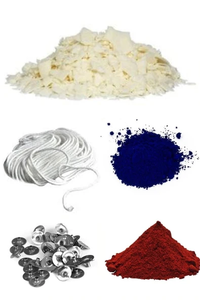Soya Mum Yapım Seti, 1kg Soya Wax, 2 Ad. Boya, Fitil, Mum Çıtçıtı ürün görseli 1