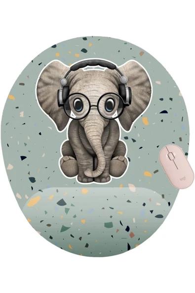4k tasarım cmllashop fikirler Minik Sevimli Fil Bilek Destekli Mouse Pad 542093 ürün görseli 1