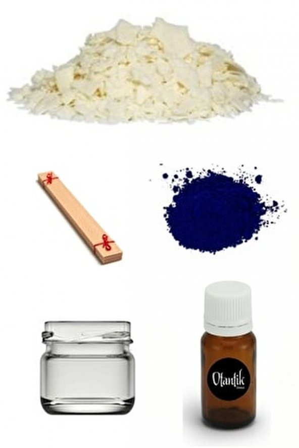 Soya Mum Yapım Seti, 1kg Soya Wax, Cam Kavanoz, Esans, Boya, Ahşap Fitil ürün görseli 1
