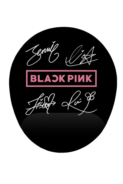 iyi fikirler Black Pink Logo Ve Imzalar Bilek Destekli Mouse Pad ürün görseli 1