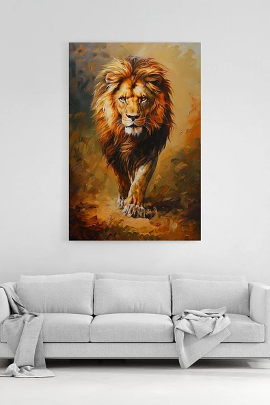 Aslan Portresi Kanvas Tablo Yaban Hayatı Sanatı Duvar Dekoru %100 Pamuk Kanvas ürün görseli 1