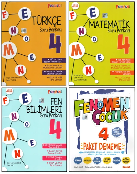 FENOMEN 4. SINIF TÜRKÇE+MATEMATİK+FEN B.+PAKET DENEME (4 KİTAP) ürün görseli 1