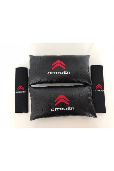 Citroen Uyumlu Nakışlı Deri Boyun Yastık Ve Kemer Pedi ürün görseli 1