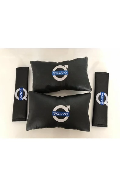 Volvo Nakışlı Deri Oto Boyun Yastığı Ve Kemer Pedi ürün görseli 1