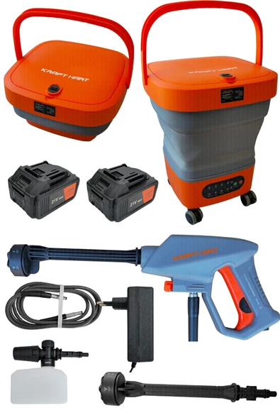 KRAFT HART 21V 4Ah Çift Akülü Katlanabilir Basınçlı Yıkama Makinesi 50 Bar Basınç Oto Araba Bahçe ürün görseli 1