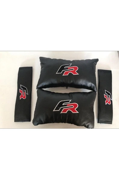 Seat Leon Fr Uyumlu Nakışlı Deri 1 Çift Boyun Yastık Ve 1 Çift Kemer Pedi ürün görseli 1