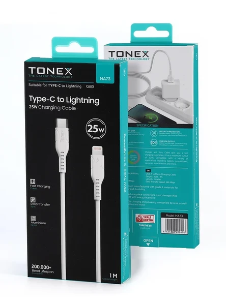 TONEX  MA73 TYPE-C TO LİGHTNİNG KABLO ürün görseli 1