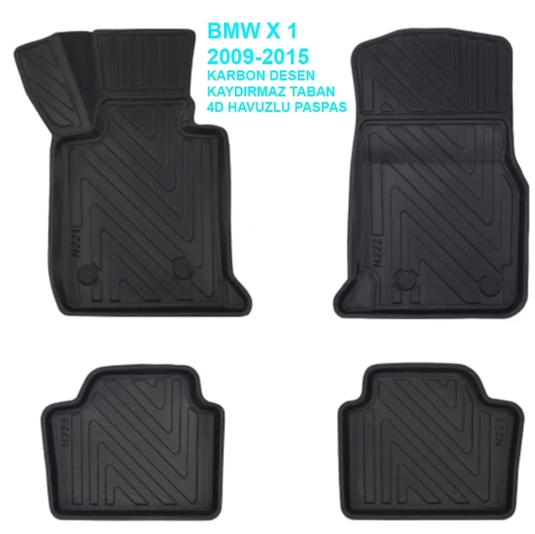 BMW X-1 2009-2015 4D Premium Havuzlu Paspas-Kaydırmaz Taban ürün görseli 1
