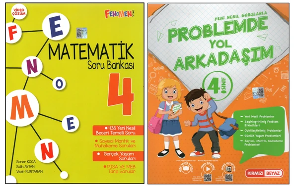 FENOMEN 4. SINIF MATEMATİK S.B.+KIRMIZI BEYAZ PROBLEMLERDE YOL ARKADAŞIM (2 KİTAP) ürün görseli 1