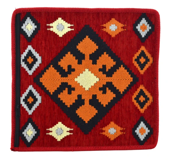 Dekoratif Otantik Çift Taraflı Fermuarlı Kilim Şark Köşesi Minder Kılıfı (40cmx41cm)  Mod9 ürün görseli 1