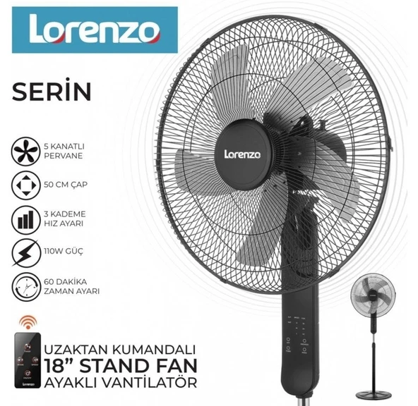 Serin Uzaktan Kumandalı 18''ayaklı Vantilatör ürün görseli 1