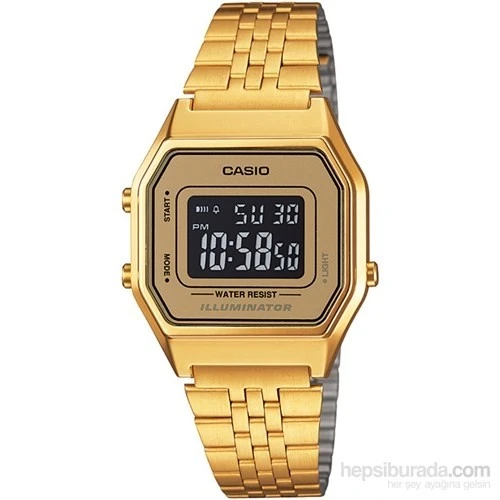 Casio LA680WGA-9BDF Retro Quartz Dijital Altın Rengi Siyah Kadran 29 mm Kadın Kol Saati ürün görseli 1