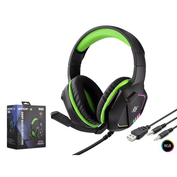 Hadron H86 Oyuncu Kulaklığı 2 3.5Mm + Usb Rgb Siyah ürün görseli 1