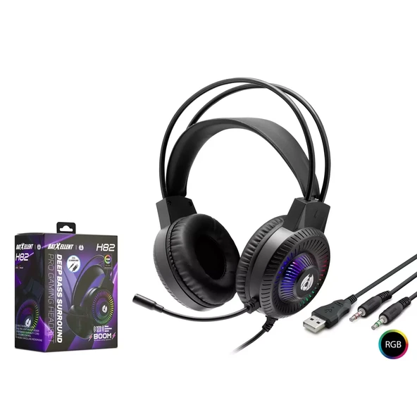 Hadron H82 Oyuncu Kulaklığı 2 3.5Mm + Usb Rgb Siyah ürün görseli 1