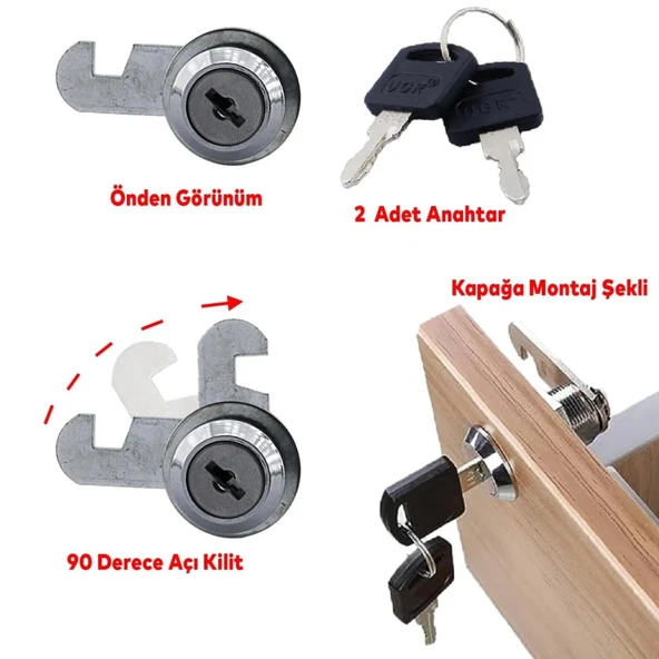 CANEX MANDALLI ÇEKMECE KİLİDİ NİKEL 20 MM ürün görseli 1