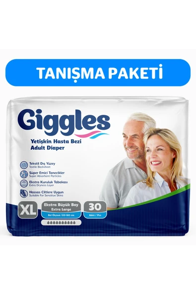 Giggles Hasta Bezi Yetişkin Bel Bantlı Tekstil Yüzey Ekstra Büyük (XL) 30 Adet Tekli Pk ürün görseli 1