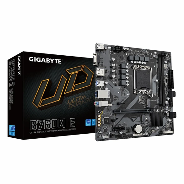 Gigabyte B760M E DDR5 (7200MHz)OC M.2 VGA/HDMI/DP PCIe 4.0 1700P mATX Anakart ürün görseli 1