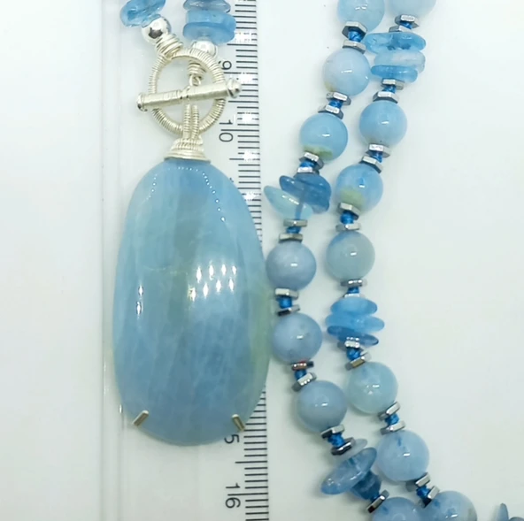 2012 Akuamarin gümüş(925) el yapımı kolye - Resim 3