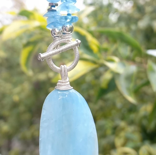 2012 Akuamarin gümüş(925) el yapımı kolye - Resim 7