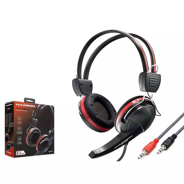 Hadron Hd1105 Mikrofonlu Kulaklık 3.5Mm Siyah-Kırmızı ürün görseli 1