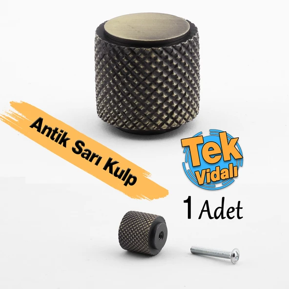 Tek Vidalı Çizgili Düğme Metal Kulp Antik Sarı Çekmece Mobilya Mutfak Dolabı Dolap Kulbu Kulpları ürün görseli 1