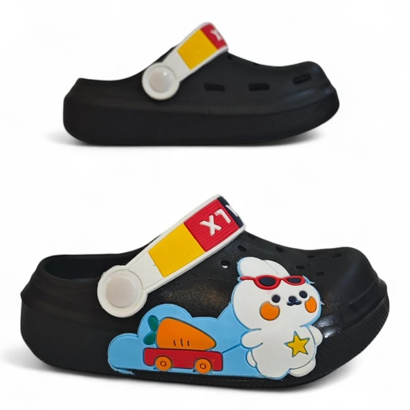 Calx 9041 Siyah Crks Tavşan Figürlü Erkek Çocuk Havuz Plaj Terlik ürün görseli 1