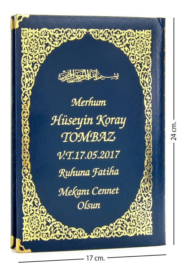 50 ADET - İsim Baskılı Ciltli Yasin Kitabı - Orta Boy - 176 Sayfa - Lacivert Renk - Dini Hediyelik ürün görseli 1