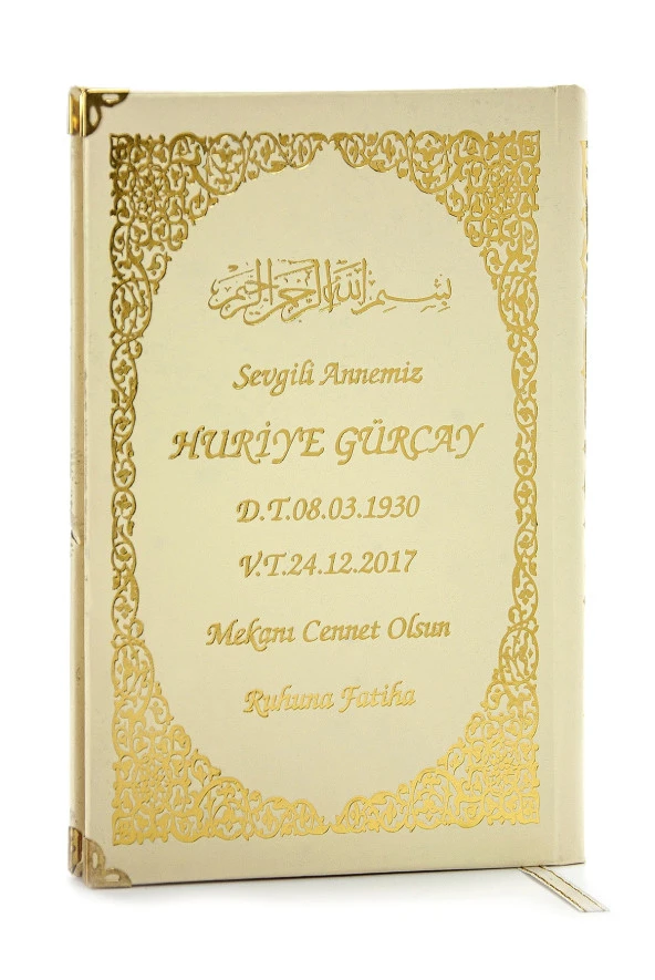 50 ADET - İsim Baskılı Ciltli Yasin Kitabı - Orta Boy - Krem Renk - Mevlit Hediyeliği ürün görseli 1