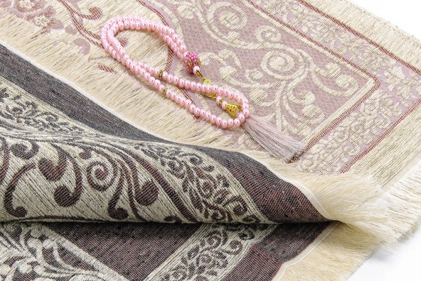 Yeni Mihraplı Şönil Lüks Seccade GülKurusu - Resim 4