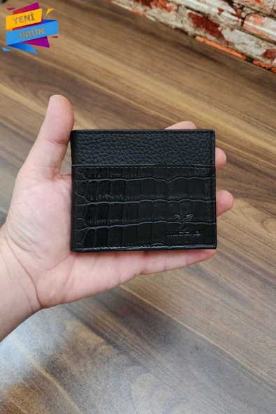 Erkek Cüzdan | Timsah derisi basklı | 10 Kart Cepli | Modern Tasarım | Siyah Renk ürün görseli 1