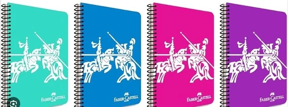 Faber Castell Defter Knights Canlı Pp Kapak Spiralli 100 Yaprak Çizgili 5075000464000 ürün görseli 1