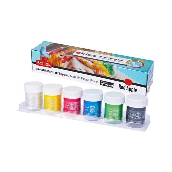 Red Apple Parmak Boya Metalik 25 Mm 6 Renk Rp103-6M ürün görseli 1