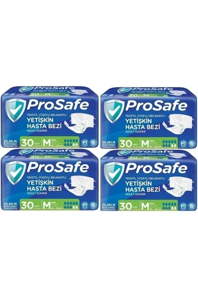 PROSAFE Hasta Bezi Yetişkin Bel Bantlı Tekstil Yüzey M - Medium - Orta Boy 120 Adet (4PK x 30) ürün görseli 1