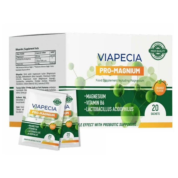 Viapecia Pro-Magnium Magnezyum İçeren Takviye Edici Gıda 20 Saşe ürün görseli 1