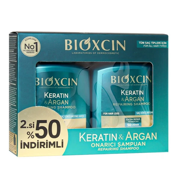 Bioxcin Keratin ve Argan Onarıcı Şampuan 2x300 ml ürün görseli 1