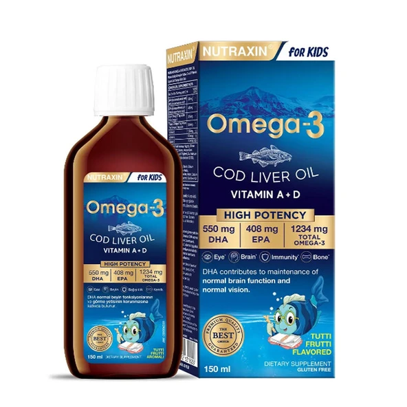 Nutraxin For Kids Omega-3 Balık Yağı Takviye Edici Gıda 150 ml ürün görseli 1