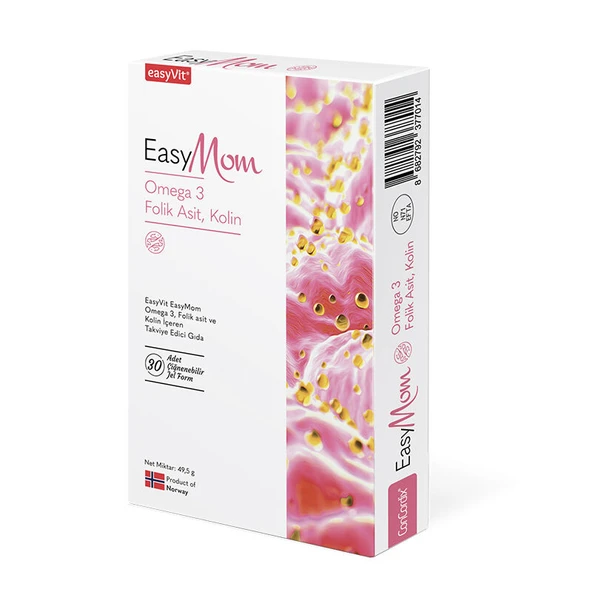 EasyMom Omega 3 Folik Asit ve Kolin İçeren Takviye Edici Gıda 30 Adet ürün görseli 1