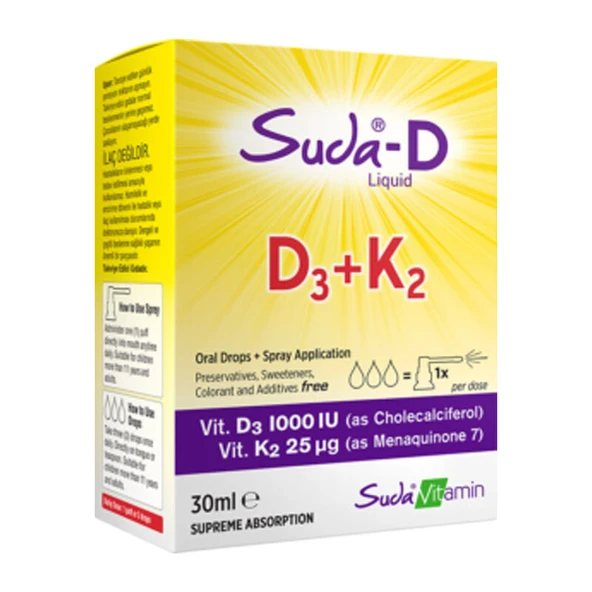 Suda Vitamin Suda-D D3+K2 Takviye Edici Gıda 30 ml ürün görseli 1