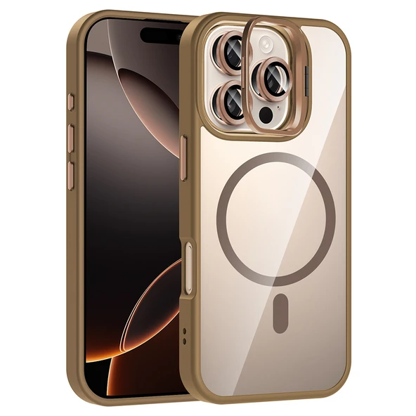 iPhone 16 Pro Max Kılıf Standlı ve Kamera Lens Hediyeli Kablosuz Şarj Özellikli Etro Kapak ürün görseli 1